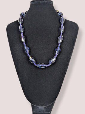 Purple Molded Glass Beaded Necklace